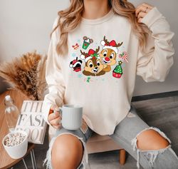 Chip And Dale Comfort Colors Shirt, Main Street Sleigh Rides Christmas Sweatshirt, Chip An