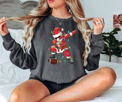 Santa Lights Sweatshirt, Retro Dabbing Santa Shirt, Funny Christmas Tshirt, Kids Holiday C