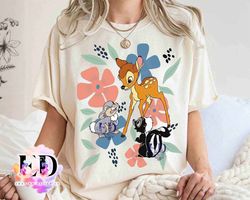 Cute Disney Bambi Flower Thumper Portrait Floral Retro Shirt, WDW Magic Kingdom Holiday Un