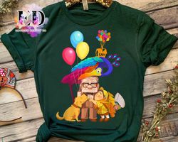 cute disney pixar up carl russell dug kevin house balloon group t-shirt, magic kingdom tee