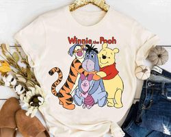 Cute Disney Winnie The Pooh Group Shot Hug Retro Shirt, Magic Kingdom WDW Holiday Unisex T