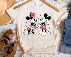 Cute Mickey And Minnie Mosue Love Heart Retro T-shirt, Disney Valentines Day Couples Matc