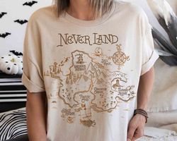 Disney Peter Pan Never Land Map Graphic Retro Shirt, WDW Magic Kingdom Holiday Unisex T-sh