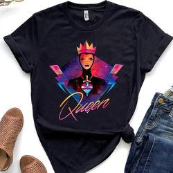 disney villains evil queen neon 90s rock band shirt, disneyland vacation holiday unisex t-