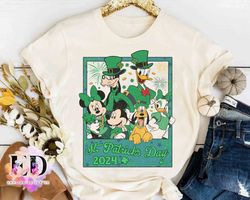 Mickey And Friends Shamrock St Patricks Day 2024 Photo Retro T-shirt, Disney Happy Saint