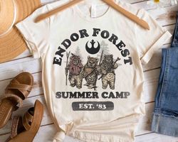 Retro 90s Star Wars Ewoks Endor Forest Summer Camp Shirt, Galaxys Edge Trip Unisex T-shir