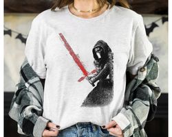 Star Wars Kylo Ren Red Lightsaber Faded Portrait Shirt, Galaxys Edge Holiday Trip Unisex