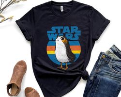 Star Wars Last Jedi Porg Retro Stripes Logo Graphic Unisex T-shirt Birthday Shirt Gift For