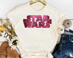 Star Wars Pink Logo Faux-Glitter Print T-Shirt Unisex T-shirt Birthday Shirt Gift For Men