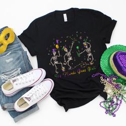 Funny Mardi Gras Shirt, Colorful Dancing Skeletons Shirt, Dancing Skeleton Sweatshirt, Nola Swe