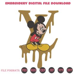 Mickey Embarrassed LV Dripping Logo Embroidery Design File