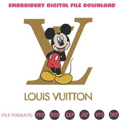 Louis Vuitton Brown Logo Mickey Download File Embroidery