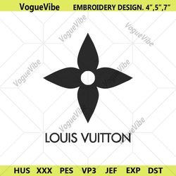 Louis Vuitton Black Flower Logo Embroidery Design Download