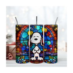 Snoopy Stained Glass 20Oz Tumbler Wrap Sublimation Png