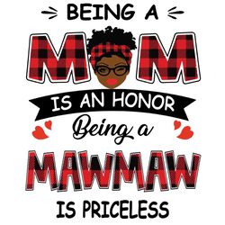 Being A Mom Is An Honor Being A Mawmaw Is Priceless Svg, Mothers Day Svg, Black Mom Svg, Black Mawmaw Svg, Being A Mom S