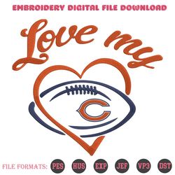 Love My Chicago Bears Embroidery Design File
