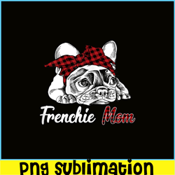 Womens Frenchie Mom French Bulldog With Red Plaid Headband PNG