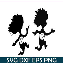 Happy Thing 1 And Thing 2 Black Shadow SVG, Dr Seuss SVG, Cat In The Hat SVG DS105122335