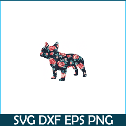 French Bulldog Graphic Roses PNG, Floral Frenchie Dog PNG, Bulldog Mascot PNG