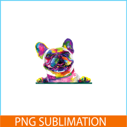 Colorful Bulldog Pop Art Style PNG, Frenchie Dog Lover PNG, French Dog Artwork PNG
