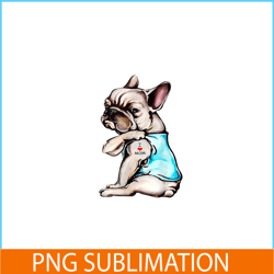 Funny French Bulldog Tattoo I Love Mom PNG, Frenchie Dog Lover PNG, French Dog Artwork PNG