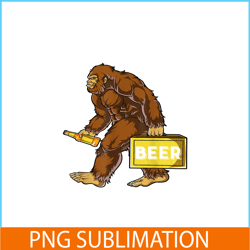 Bigfoot with Beer PNG funny Sasquatch PNG Drinking Party PNG