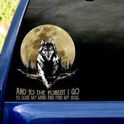 wolf and moon car window decal wolf stickers vinyl decal wolf decal waterproof