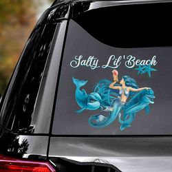 mermaid salty lil beach car window decal stickers vinyl decal decal waterproof