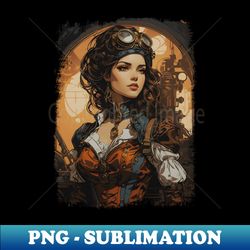 Retro Vintage Steampunk Girl - Elegant Sublimation PNG Download - Unleash Your Creativity