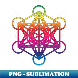 Metatrons Cube Sacred Geometry Retro Rainbow - Sublimation-Ready PNG File - Perfect for Sublimation Mastery