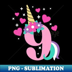 Birthday Shirt Girl Unicorn 9th Gifts - Premium Sublimation Digital Download - Create with Confidence