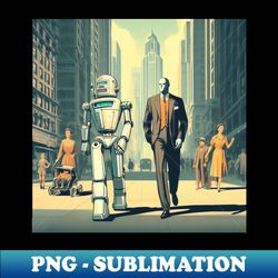 Robots and man together - Elegant Sublimation PNG Download - Instantly Transform Your Sublimation Projects