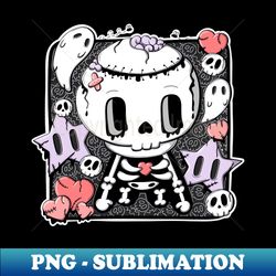 Bones the zombie skeleton in kawaii style - PNG Transparent Digital Download File for Sublimation - Create with Confidence