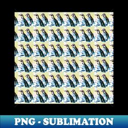 Painterly penguin repeat pattern - Instant PNG Sublimation Download - Defying the Norms
