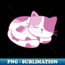 Calico Kitty sleeping pink and white - Special Edition Sublimation PNG File - Transform Your Sublimation Creations
