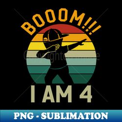 Boom Im 4 Years Old 4th Birthday Party Dabbing Kids Boys - Creative Sublimation PNG Download - Unleash Your Inner Rebellion