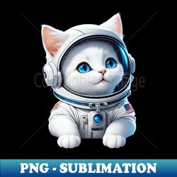 Cute white space cat with blue eyes looking at the moon and starsAstronaut cat Sticker - Trendy Sublimation Digital Download - Perfect for Sublimation Mastery