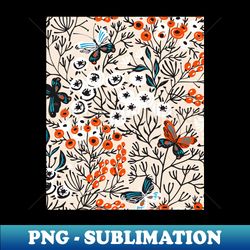 Butterflies And Flowers Seamless Pattern - High-Resolution PNG Sublimation File - Enhance Your Apparel with Stunning Detail