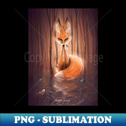 A fox and a small fish in a lake - Instant PNG Sublimation Download - Fashionable and Fearless