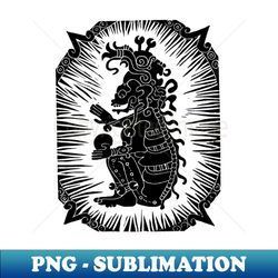 Mayan Death God Block Print - High-Quality PNG Sublimation Download - Enhance Your Apparel with Stunning Detail
