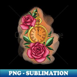 Clock under its rosebushes - Artistic Sublimation Digital File - Create with Confidence