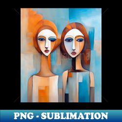 Painting two sad women - Instant Sublimation Digital Download - Vibrant and Eye-Catching Typography