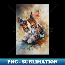 Cute Animals Unique Cat Abstract Art Butterfly Kitten - Modern Sublimation PNG File - Defying the Norms