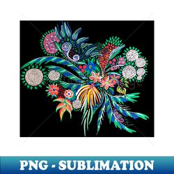 Boho Fantasy Floral Bouquet - Colorful Flowers on Black - Signature Sublimation PNG File - Unleash Your Creativity