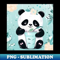 Panda with a chill beverage surrounded in cool green - High-Quality PNG Sublimation Download - Unleash Your Inner Rebellion