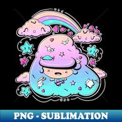 Cute windy bubble head girl in kawaii style - Premium Sublimation Digital Download - Spice Up Your Sublimation Projects
