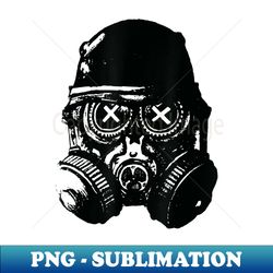 Skull in Army Helmet Goggles and Gas Mask Horror Halloween - PNG Sublimation Digital Download - Instantly Transform Your Sublimation Projects