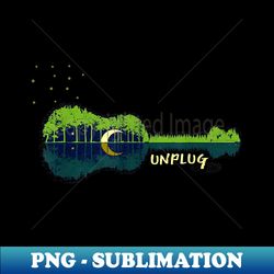 Unplug Acoustic Guitar Forest Outdpor Camping Apparel - Decorative Sublimation PNG File - Add a Festive Touch to Every Day
