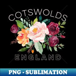 The Cotswolds England UK Watercolor Rose Bouquet Gardener's - PNG Transparent Sublimation File - Spice Up Your Sublimation Projects