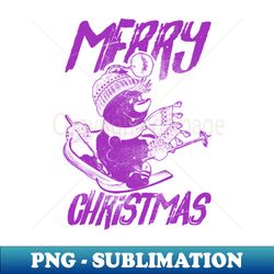 Skiing Snowman - Merry Christmas - Purple - High-Quality PNG Sublimation Download - Bring Your Designs to Life